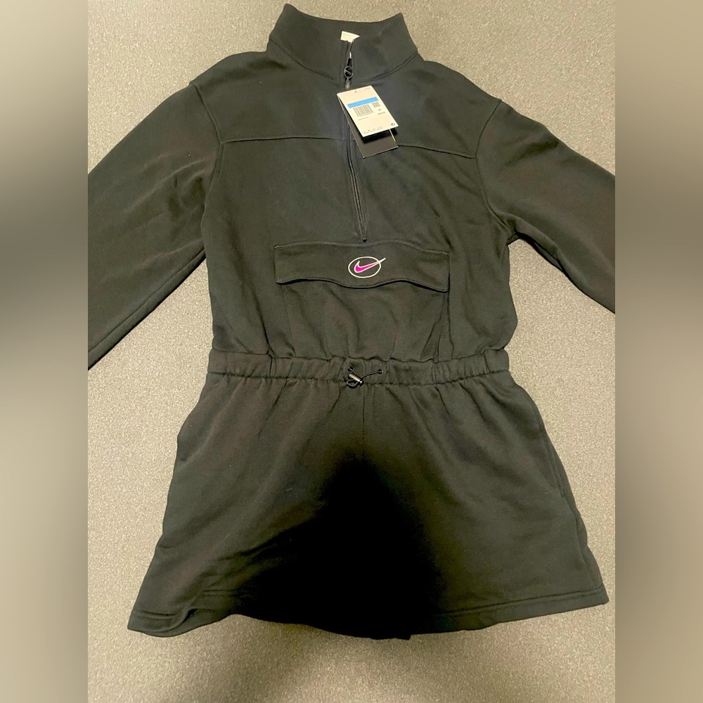 Nike sportswear icon clash fleece black romper women size M DM6289-010 NWT